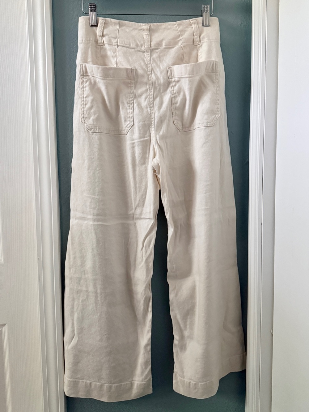 Anthropologie Maeve Colette European Linen Wide Leg Pants Chalk White Size 27 - Picture 2 of 5